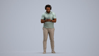 3D people model man casual standing, scanned human for 3ds Max rendering, standing pose render