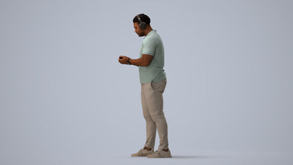 3D people model man casual standing, scanned human for 3ds Max rendering, three-quarter view render