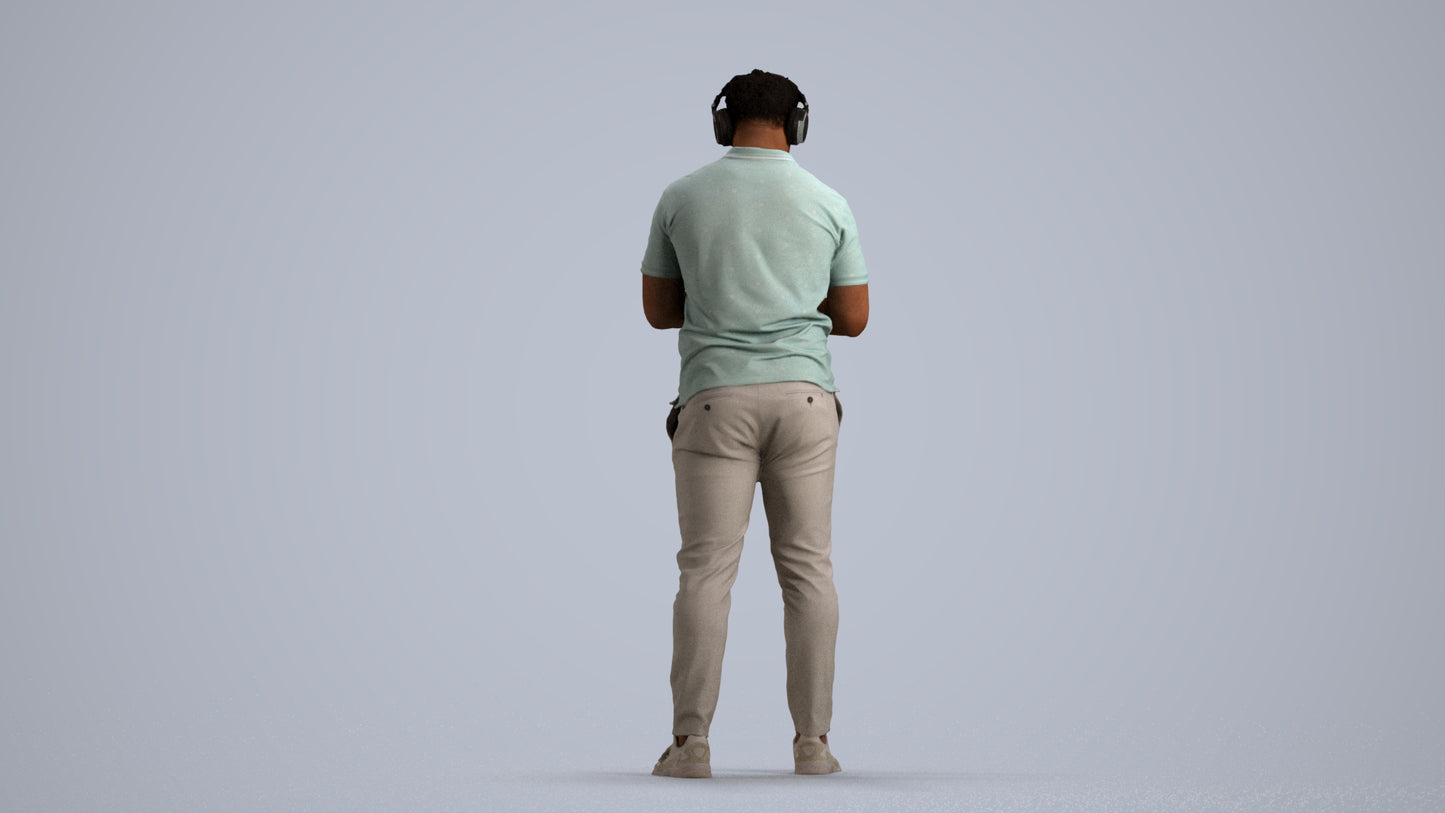 3D people model man casual standing, scanned human for 3ds Max rendering, front view render