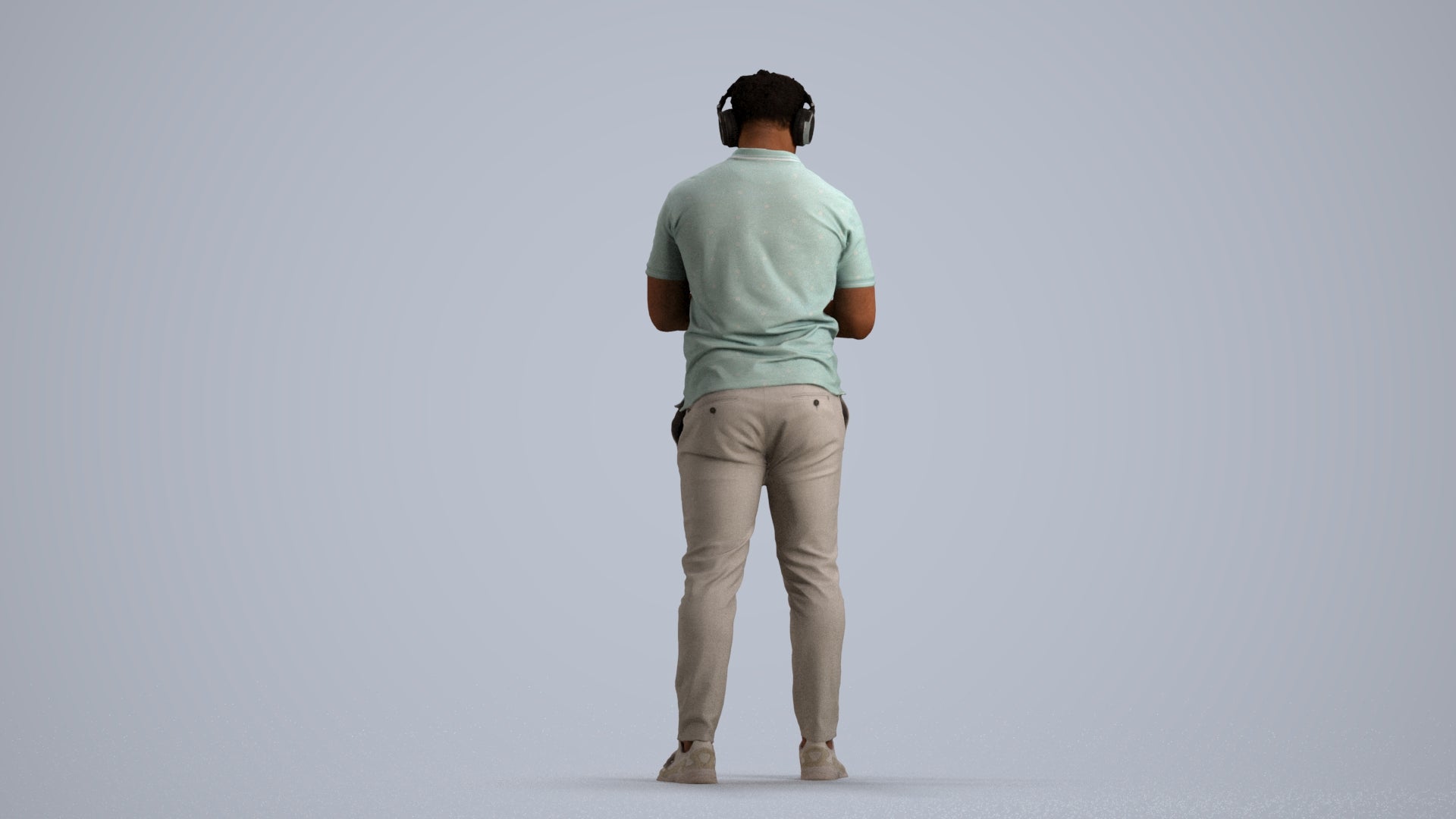 3D people model man casual standing, scanned human for 3ds Max rendering, front view render