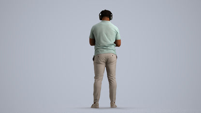 3D people model man casual standing, scanned human for 3ds Max rendering, front view render
