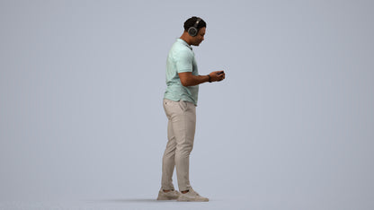 3D people model man casual standing, scanned human for 3ds Max rendering, side view render