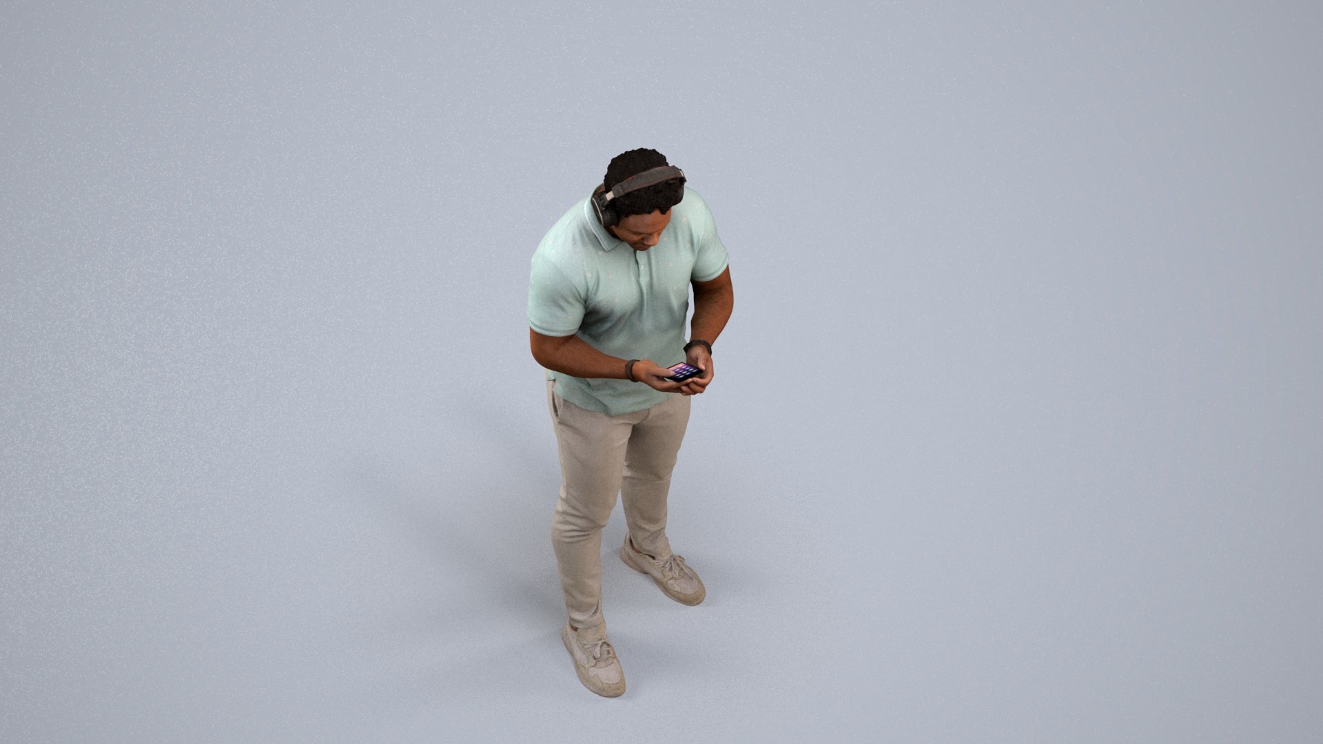 3D people model man casual standing, scanned human for 3ds Max rendering, back view render