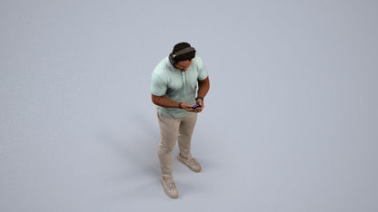 3D people model man casual standing, scanned human for 3ds Max rendering, back view render