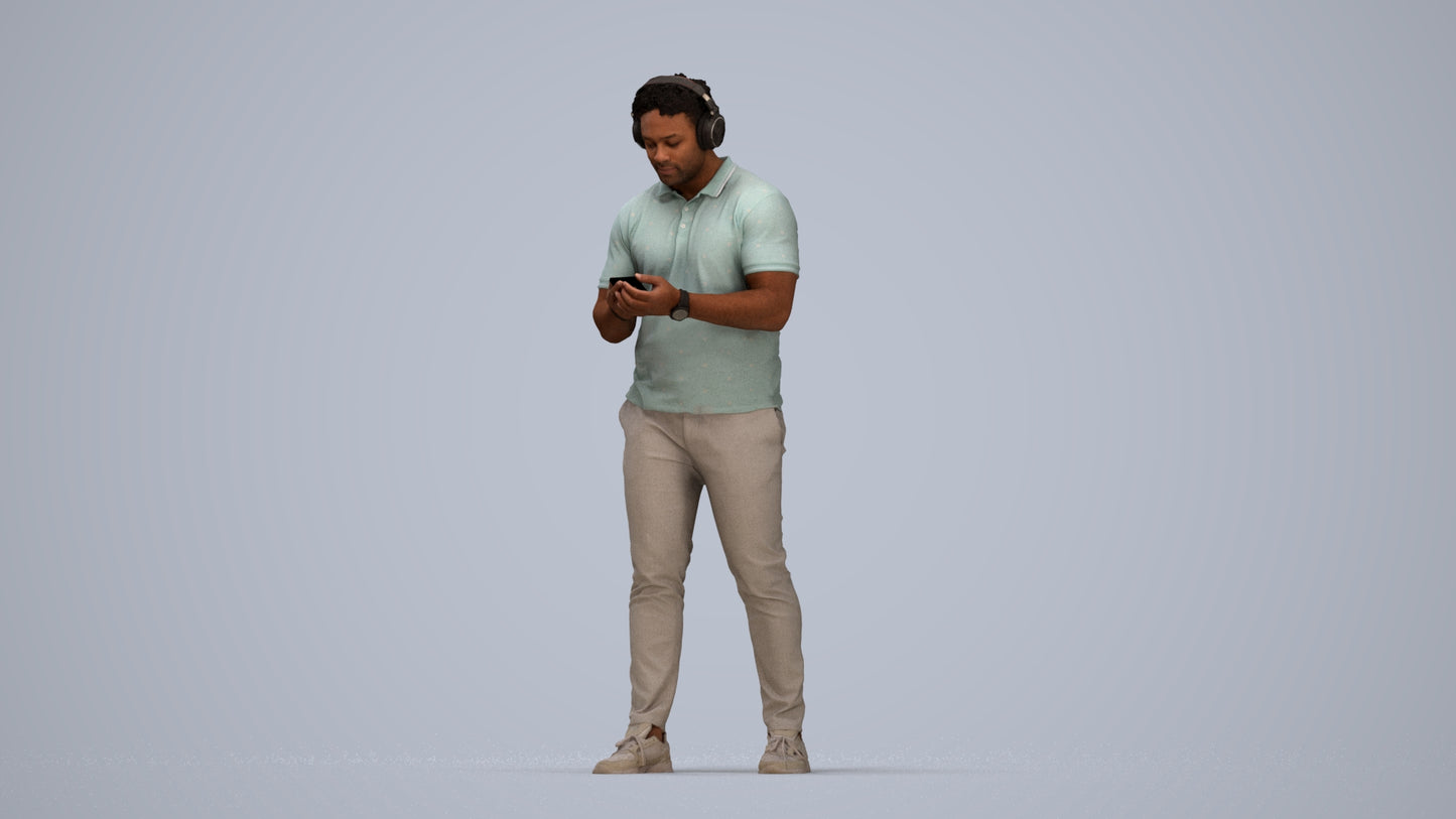 3D people model man casual standing, scanned human for 3ds Max rendering, top-down view render