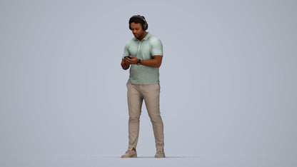 3D people model man casual standing, scanned human for 3ds Max rendering, top-down view render