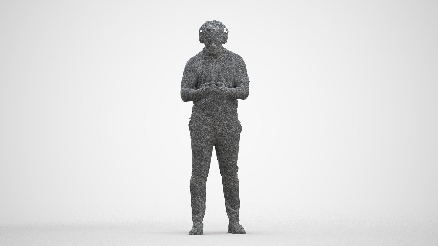 3D people model man casual standing, scanned human for 3ds Max rendering, square thumbnail