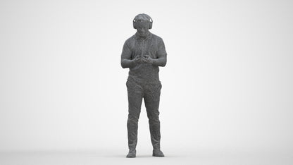 3D people model man casual standing, scanned human for 3ds Max rendering, square thumbnail