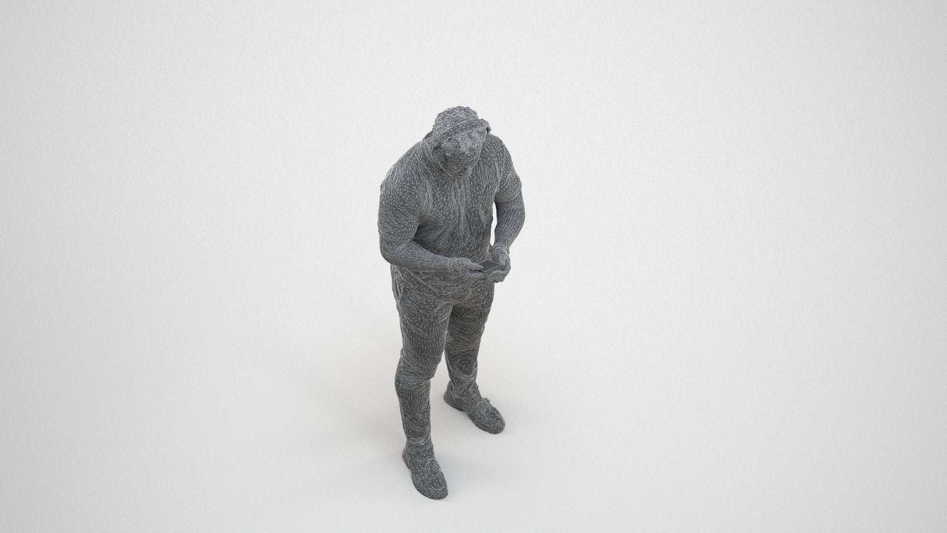 3D people model man casual standing, scanned human for 3ds Max rendering, wireframe back view