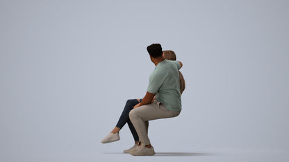 3D people model woman casual couple, scanned human for 3ds Max rendering, three-quarter view render