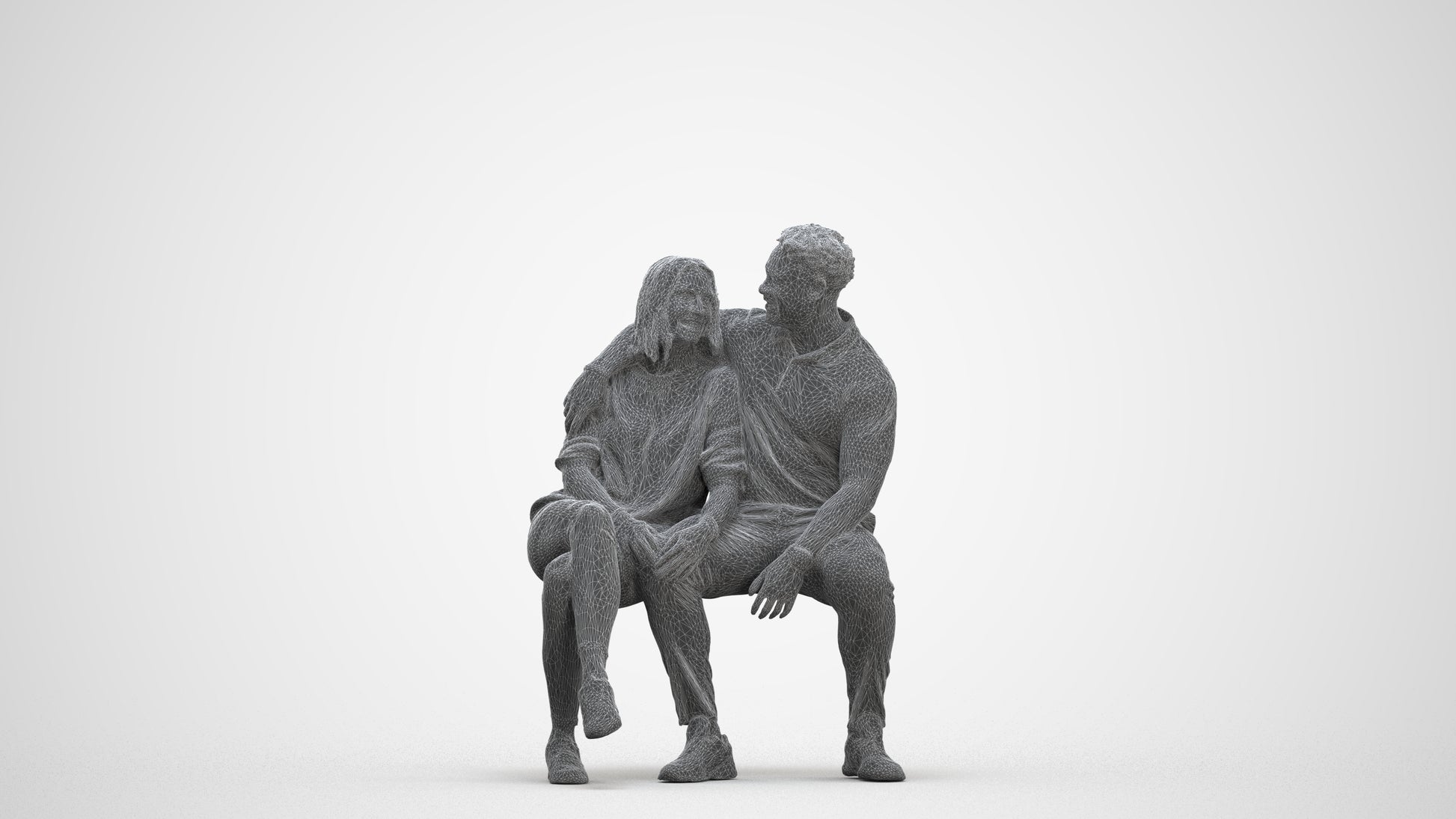 3D people model woman casual couple, scanned human for 3ds Max rendering, square thumbnail