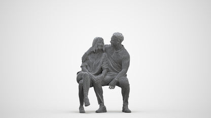 3D people model woman casual couple, scanned human for 3ds Max rendering, square thumbnail