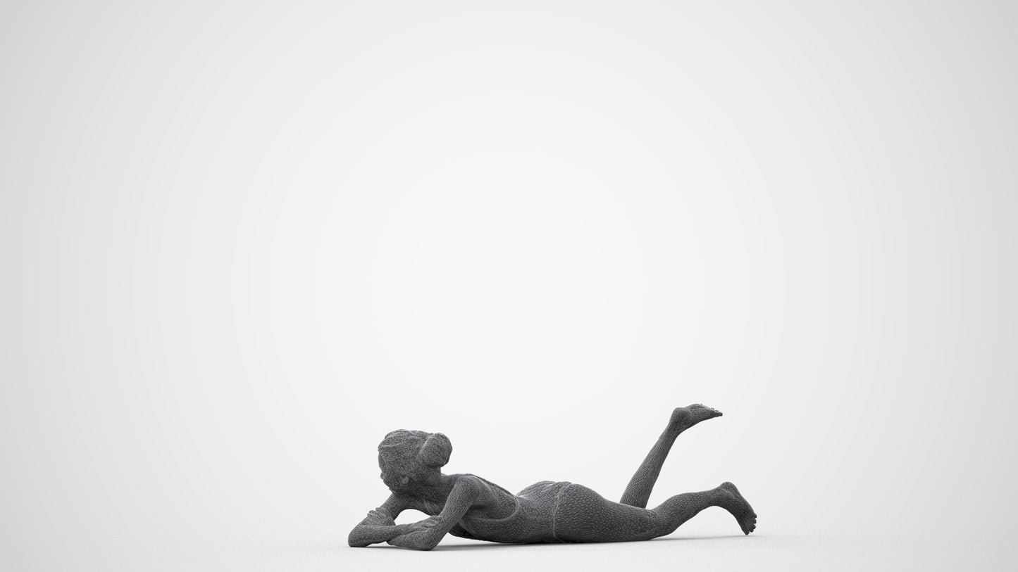 3D human model woman casual pool, photogrammetry scanned person for archviz, square thumbnail