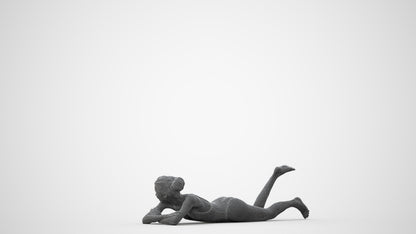 3D human model woman casual pool, photogrammetry scanned person for archviz, square thumbnail