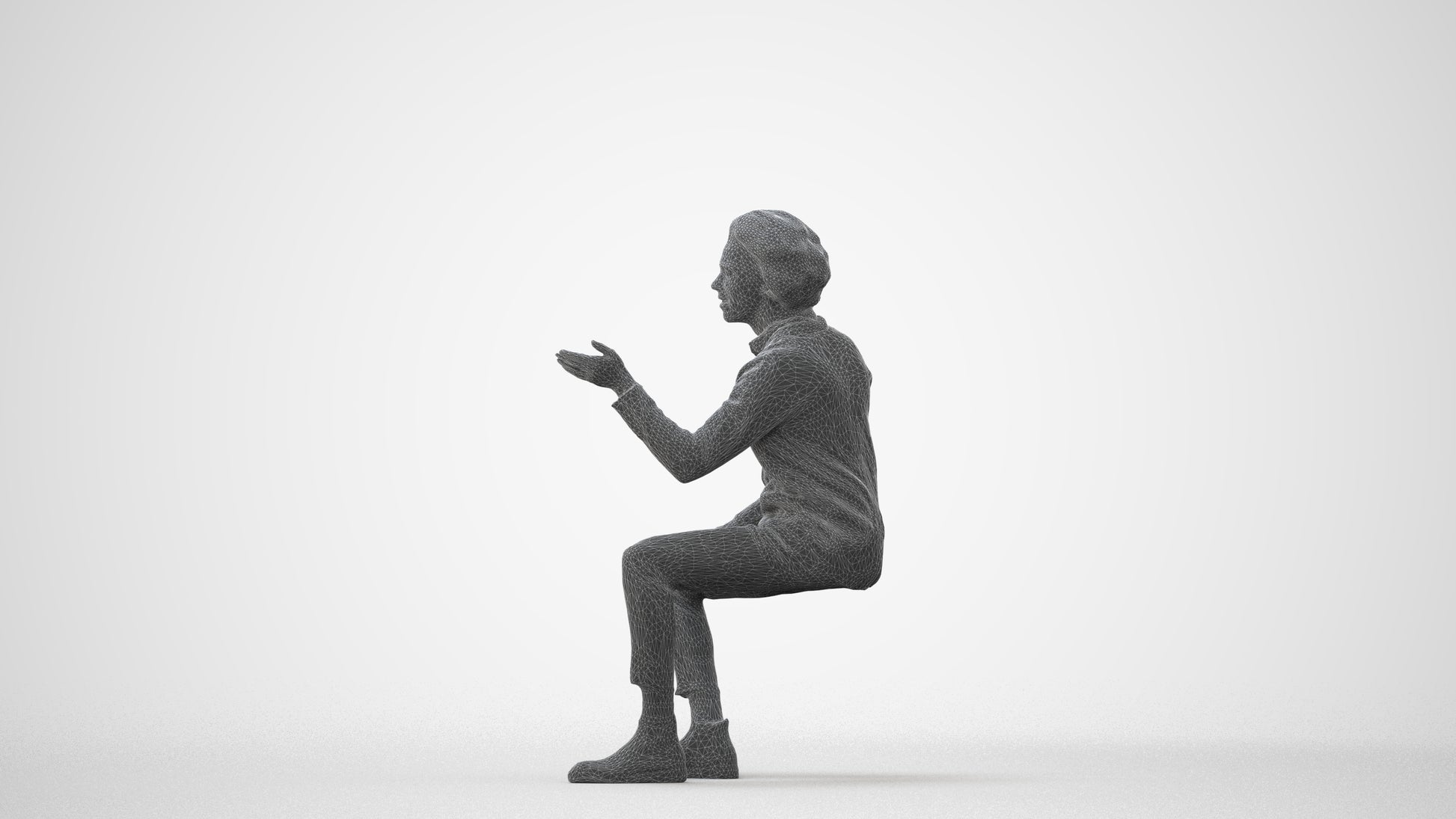 realistic 3D people man business sitting, render-ready for V-Ray and Corona, FBX OBJ, square thumbnail