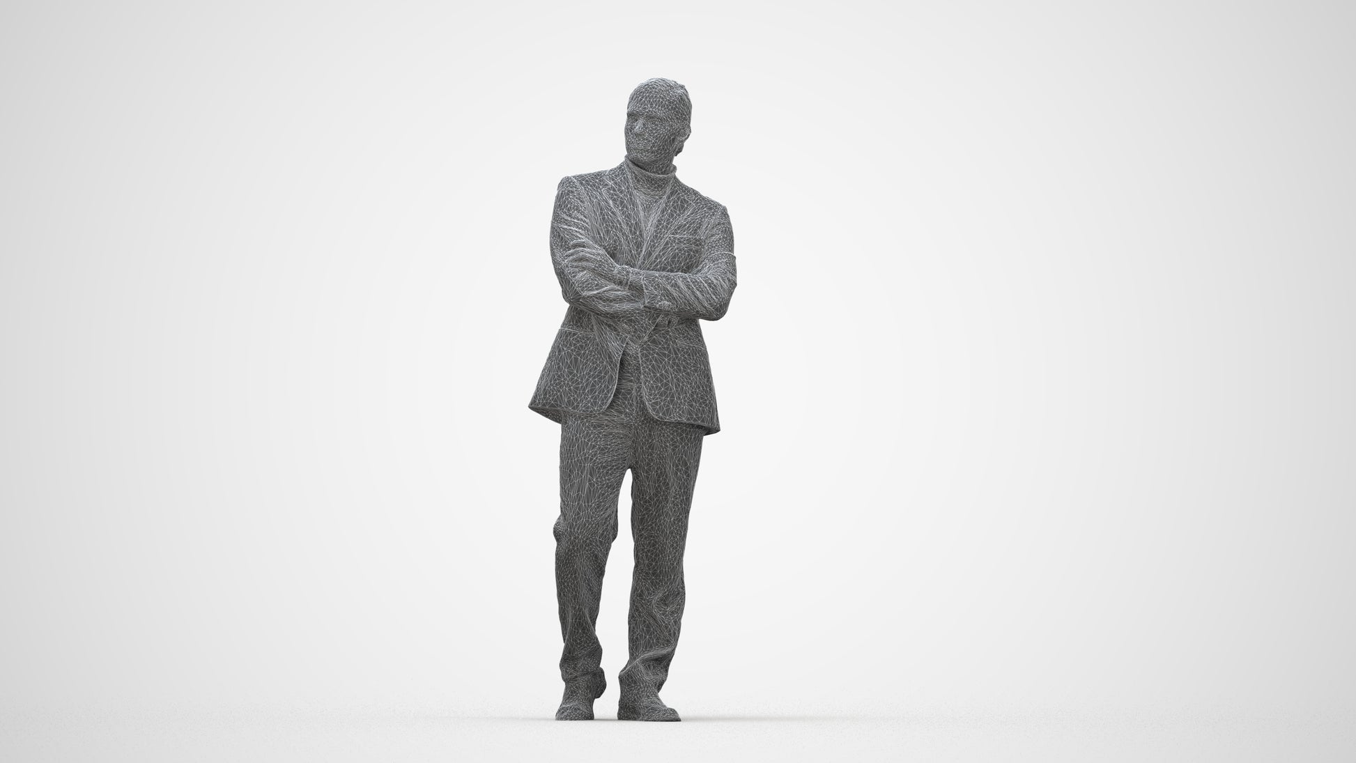 realistic 3D people man business, render-ready for V-Ray and Corona, FBX OBJ, wireframe back view