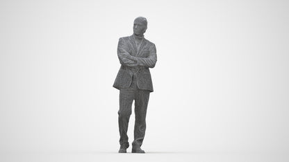 realistic 3D people man business, render-ready for V-Ray and Corona, FBX OBJ, wireframe back view