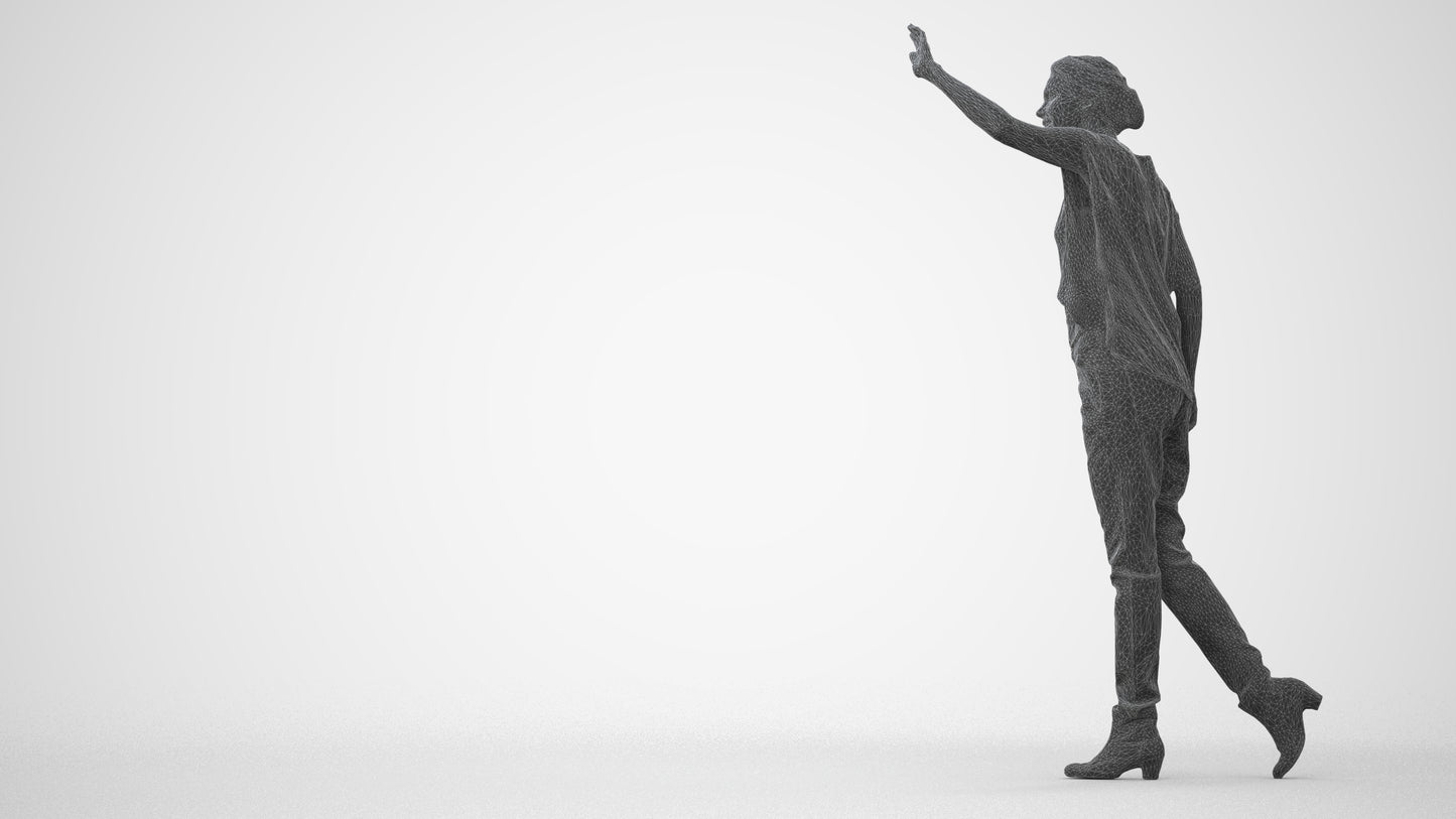 3D scanned woman standing casual, photorealistic archviz people for Enscape and SketchUp, square thumbnail