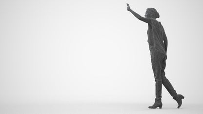 3D scanned woman standing casual, photorealistic archviz people for Enscape and SketchUp, square thumbnail