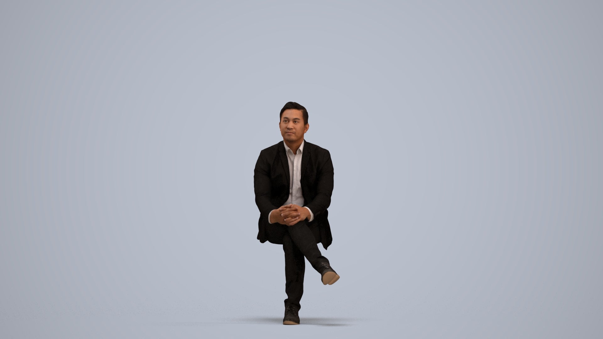 3D people model man business, scanned human for 3ds Max rendering, standing pose render