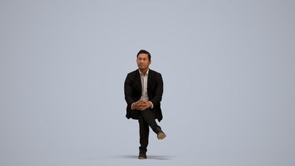 3D people model man business, scanned human for 3ds Max rendering, standing pose render
