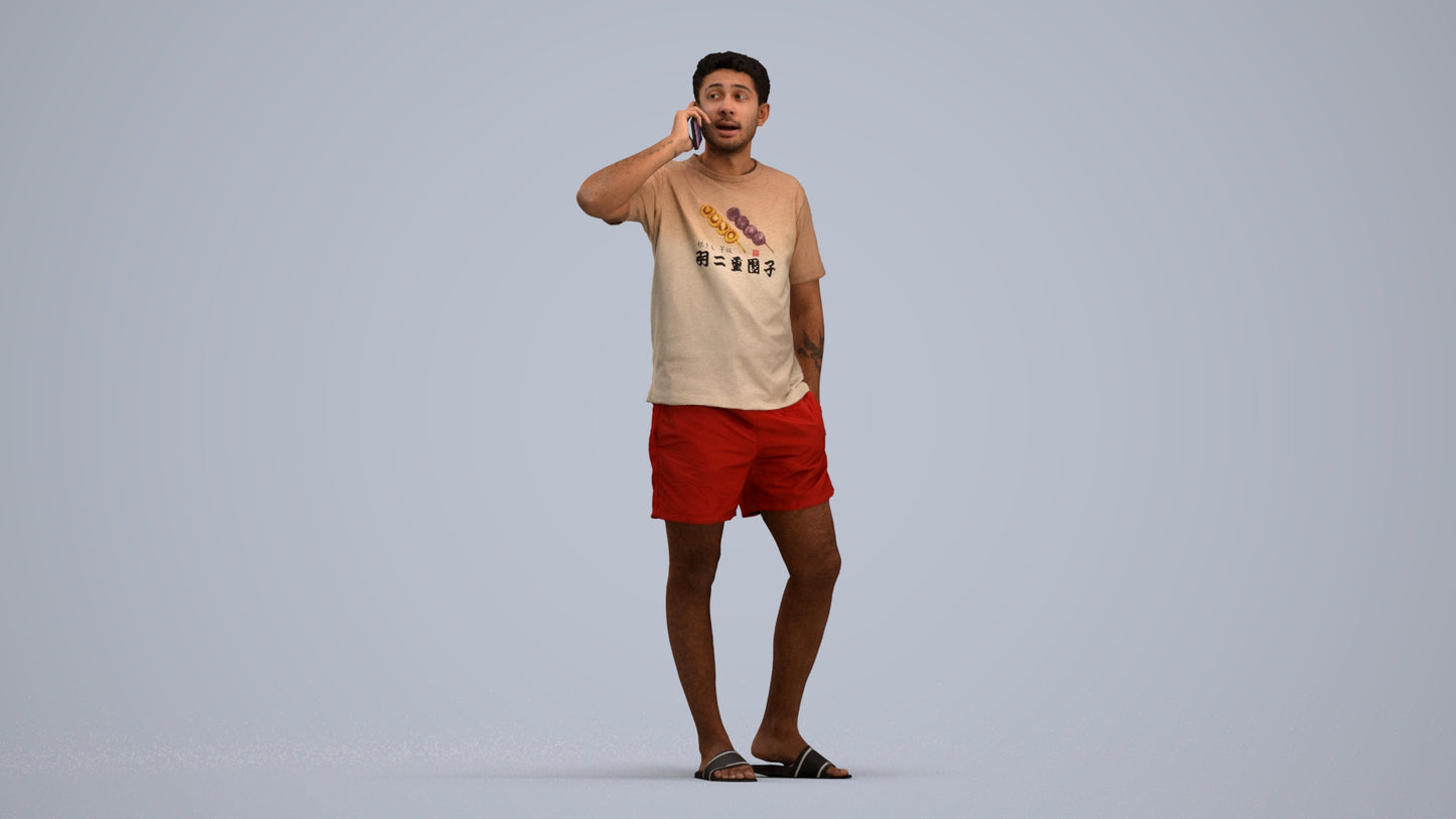3D people model man casual standing, scanned human for 3ds Max rendering, standing pose render