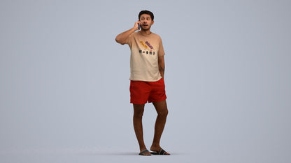 3D people model man casual standing, scanned human for 3ds Max rendering, standing pose render