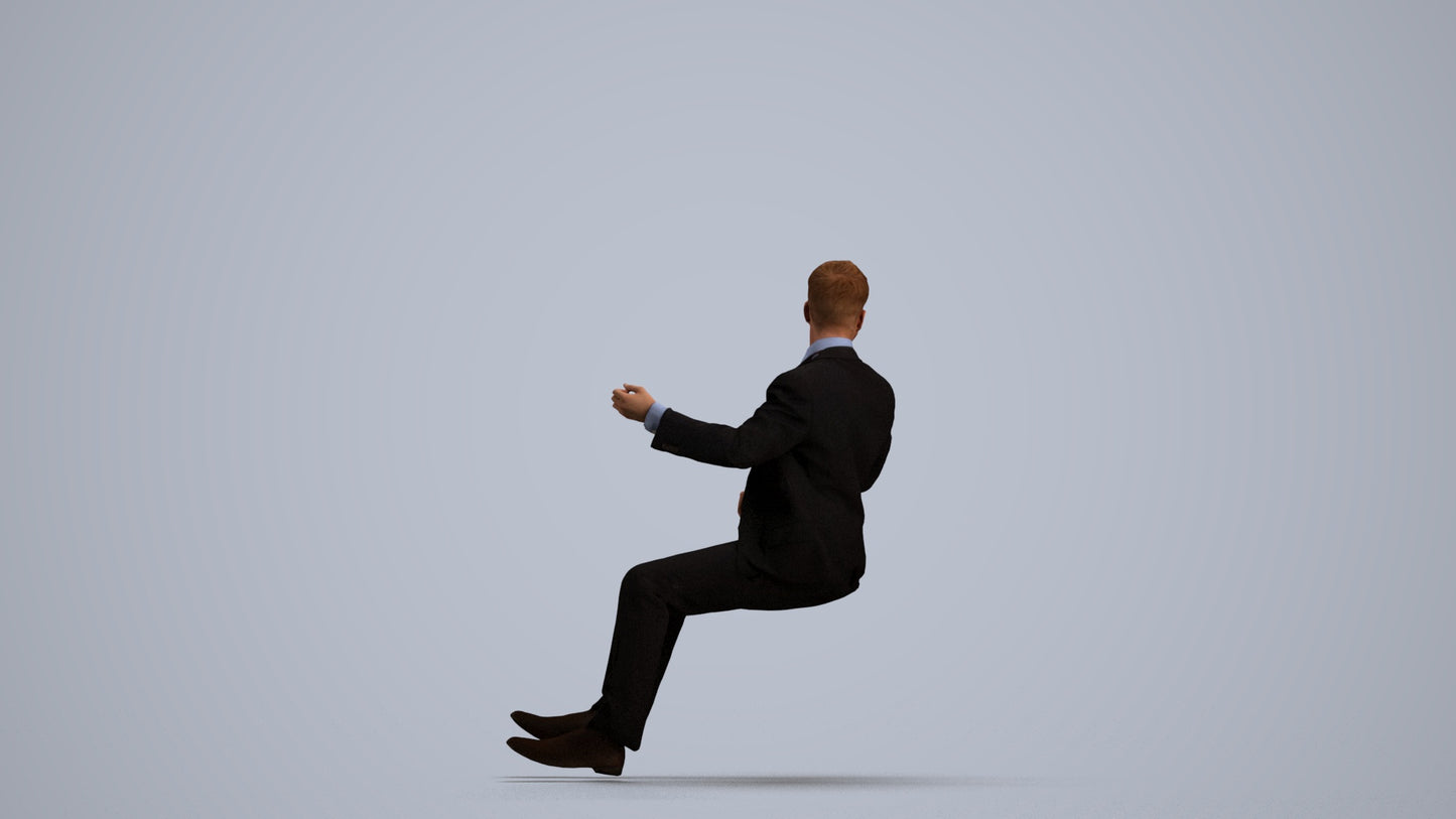 3D people model man business driving, scanned human for 3ds Max rendering, front view render