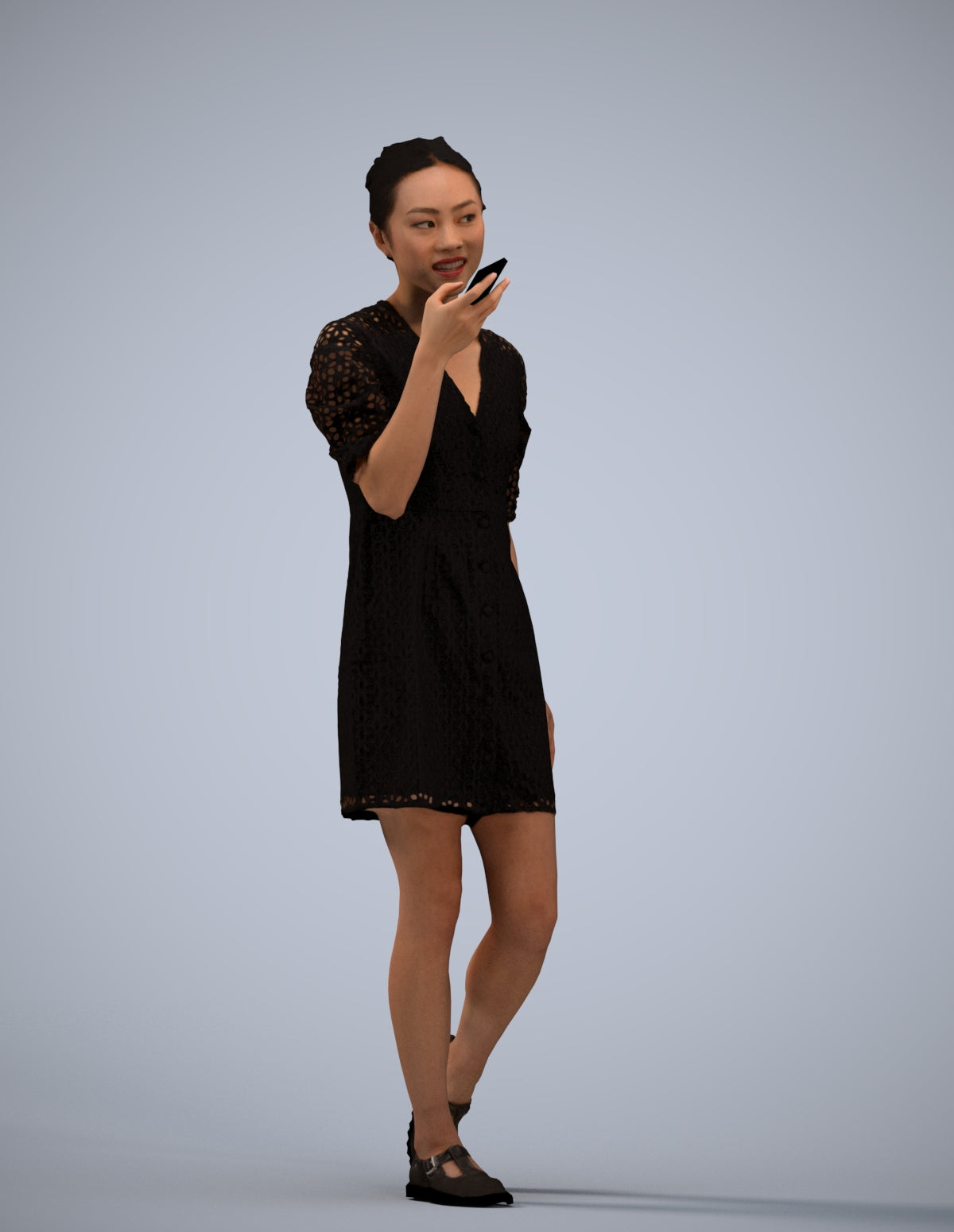 3D scanned woman walking business, photorealistic archviz people for Enscape and SketchUp