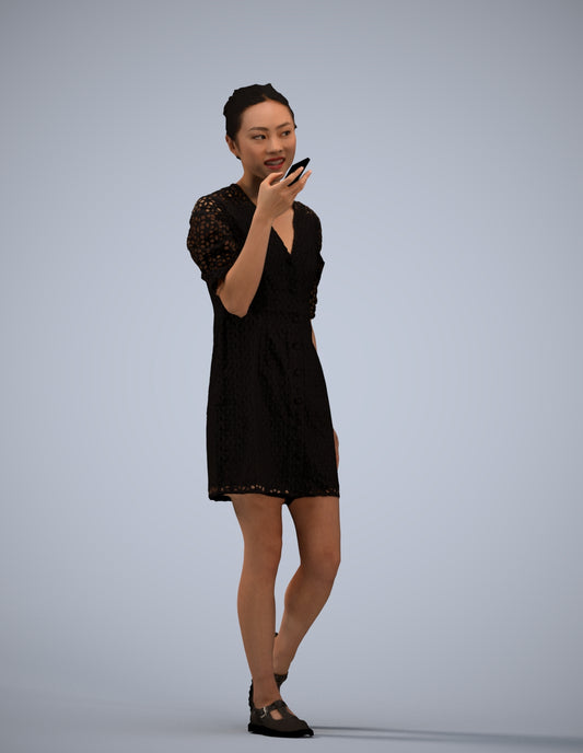 3D scanned woman walking business, photorealistic archviz people for Enscape and SketchUp