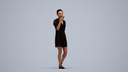 3D scanned woman walking business, photorealistic archviz people for Enscape and SketchUp, standing pose render