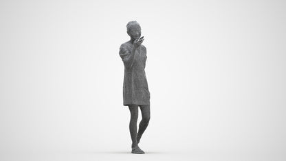 3D scanned woman walking business, photorealistic archviz people for Enscape and SketchUp, square thumbnail
