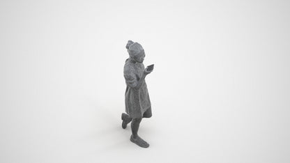 3D scanned woman walking business, photorealistic archviz people for Enscape and SketchUp, wireframe back view