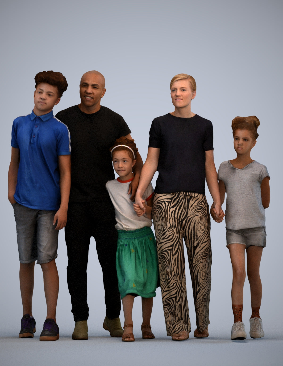 realistic 3D girl casual kids, scanned archviz people for Blender and 3ds Max