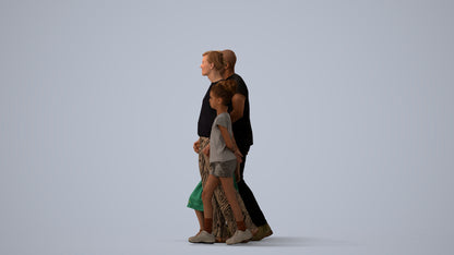 realistic 3D girl casual kids, scanned archviz people for Blender and 3ds Max, side view render