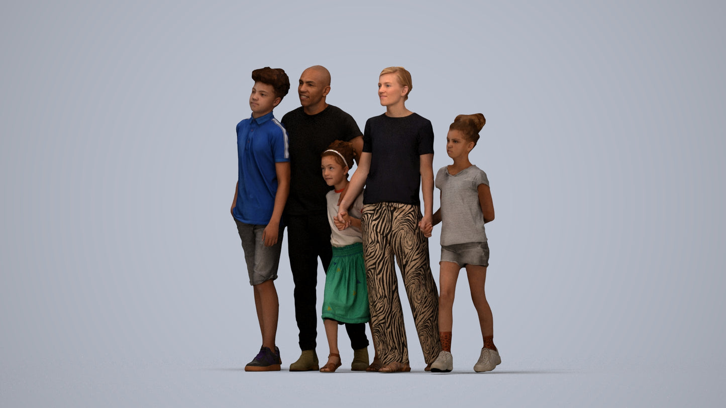 realistic 3D girl casual kids, scanned archviz people for Blender and 3ds Max, square thumbnail