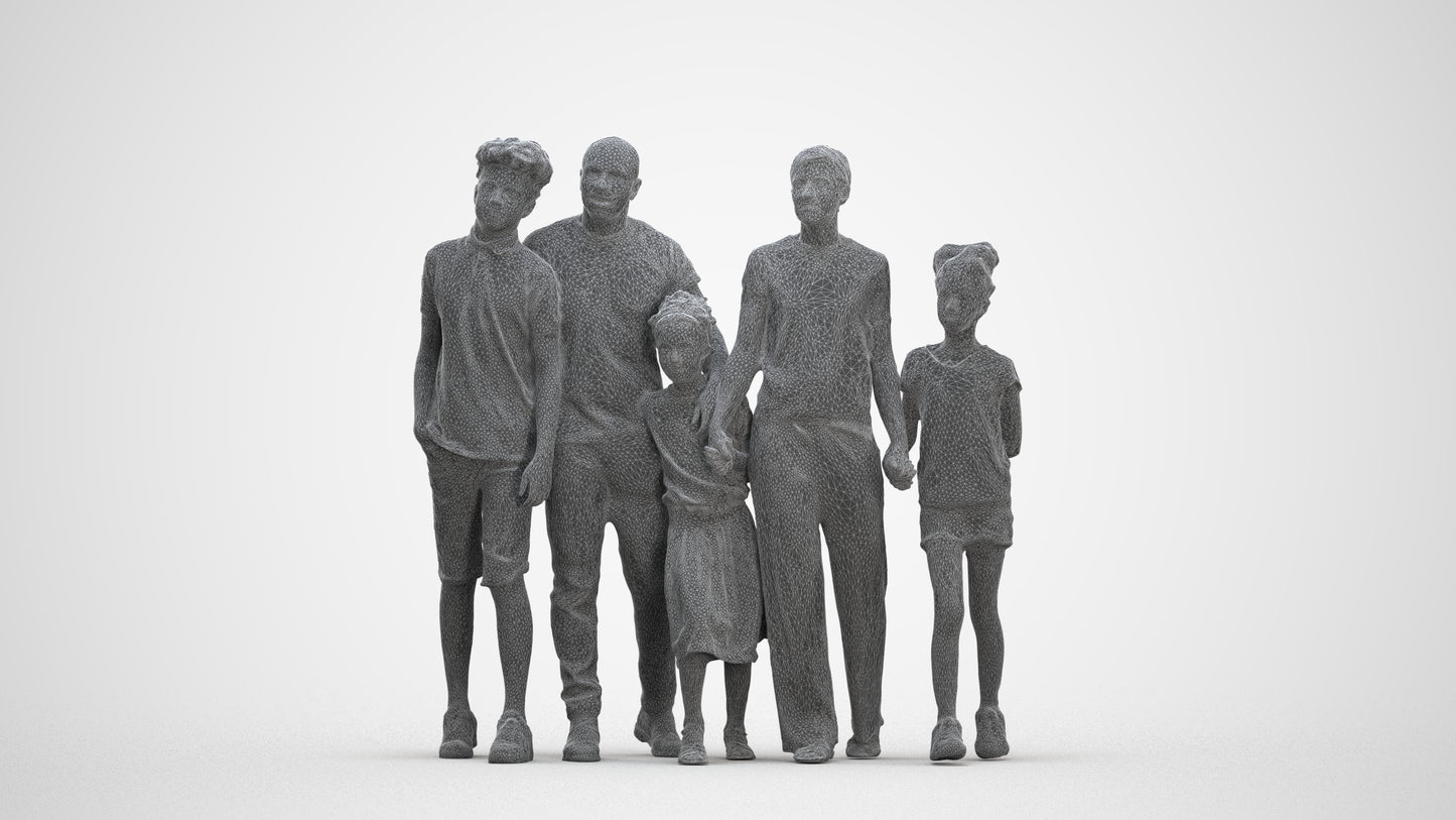 realistic 3D girl casual kids, scanned archviz people for Blender and 3ds Max, wireframe three-quarter view