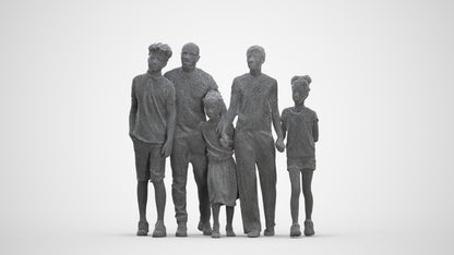 realistic 3D girl casual kids, scanned archviz people for Blender and 3ds Max, wireframe three-quarter view