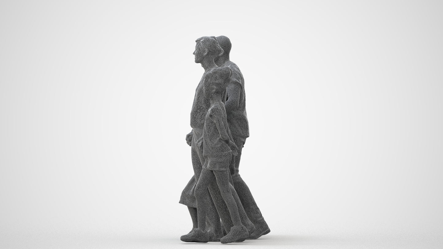 realistic 3D girl casual kids, scanned archviz people for Blender and 3ds Max, wireframe back view