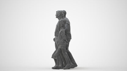 realistic 3D girl casual kids, scanned archviz people for Blender and 3ds Max, wireframe back view