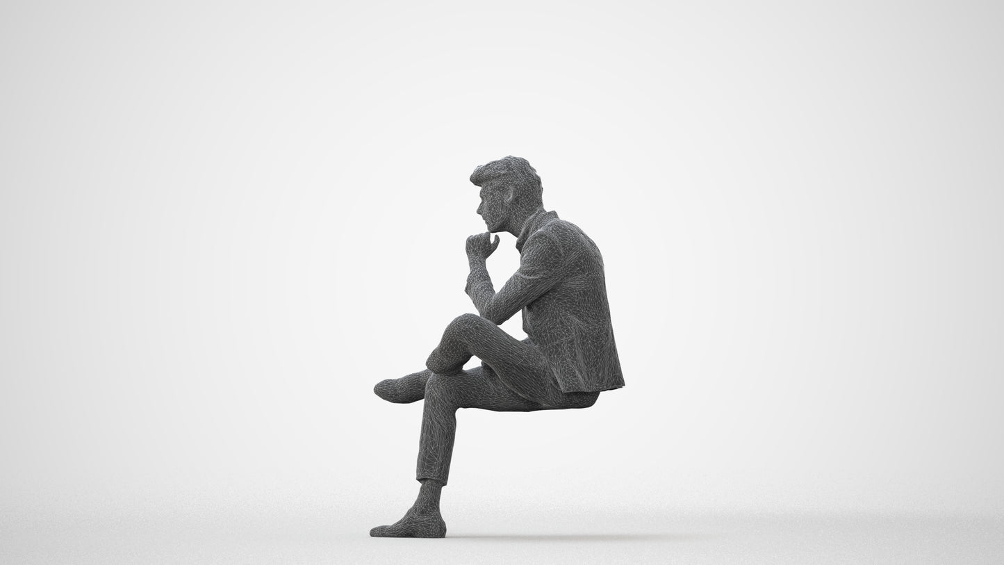 3D human model man business, photogrammetry scanned person for archviz, square thumbnail