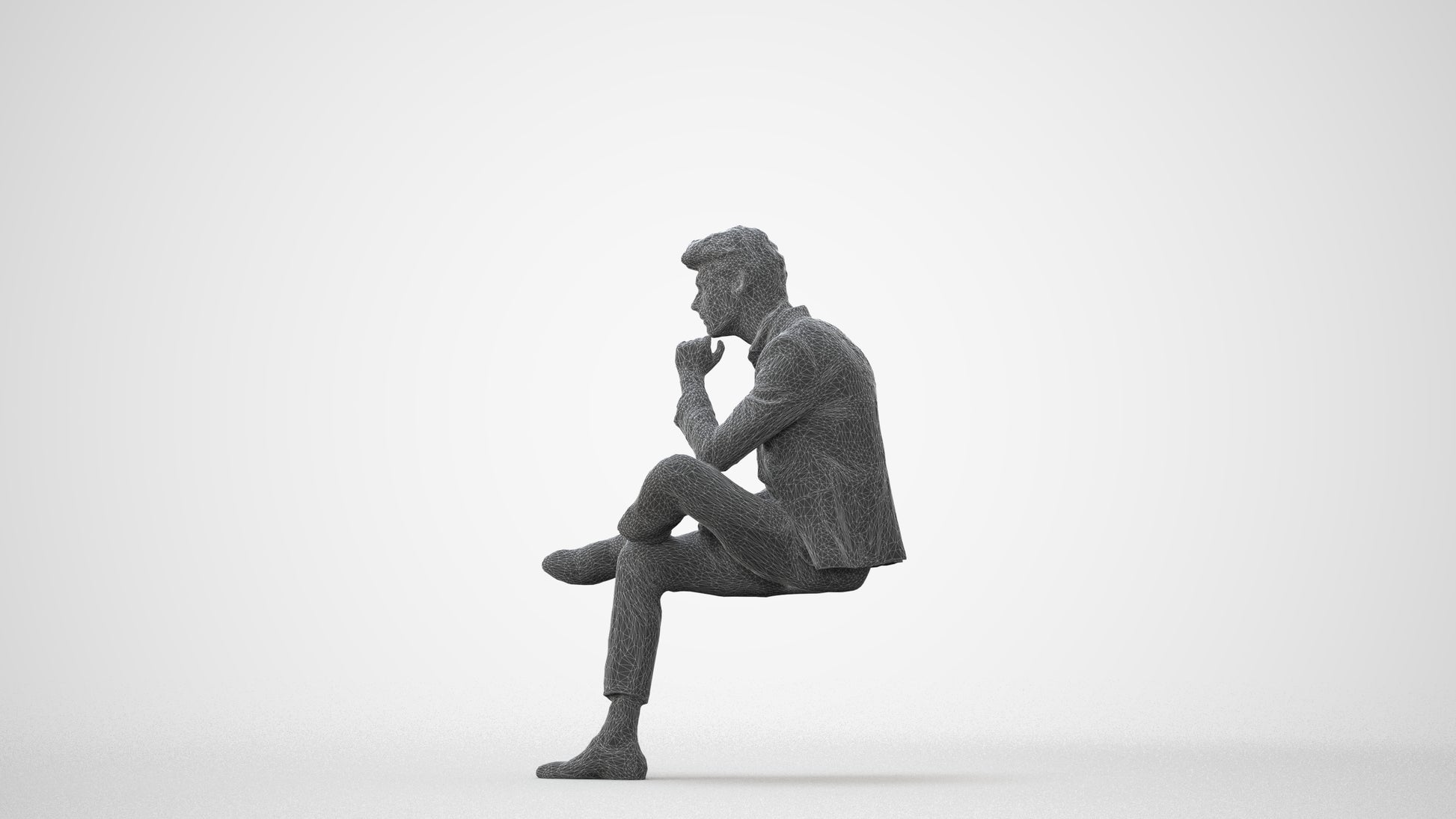 3D human model man business, photogrammetry scanned person for archviz, square thumbnail