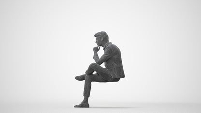 3D human model man business, photogrammetry scanned person for archviz, square thumbnail