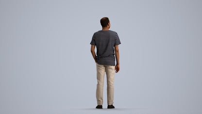 3D people model man casual standing, scanned human for 3ds Max rendering, front view render