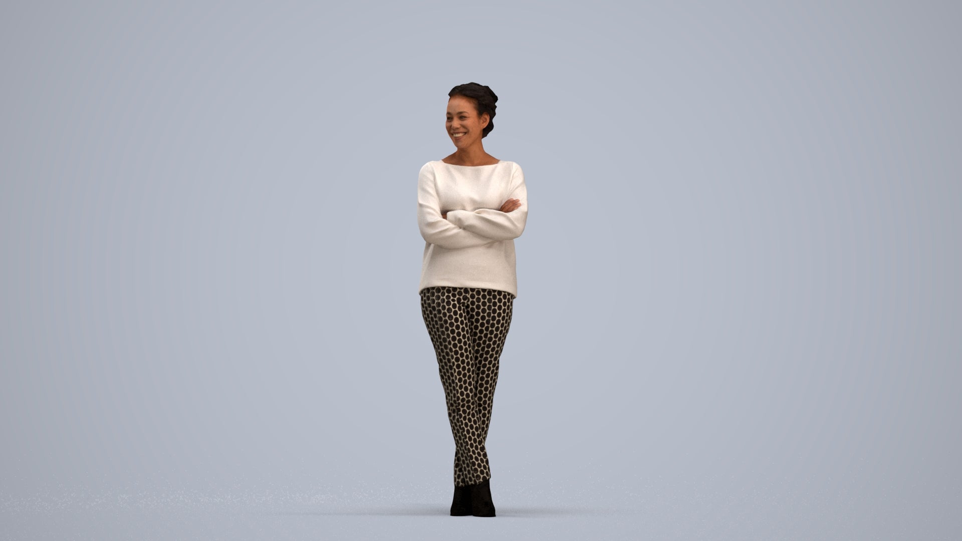 3D people model woman casual standing, scanned human for 3ds Max rendering, standing pose render