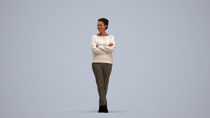 3D people model woman casual standing, scanned human for 3ds Max rendering, standing pose render