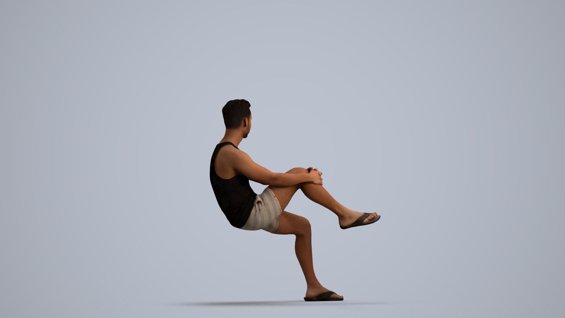realistic 3D people man casual sitting, render-ready for V-Ray and Corona, FBX OBJ, front view render