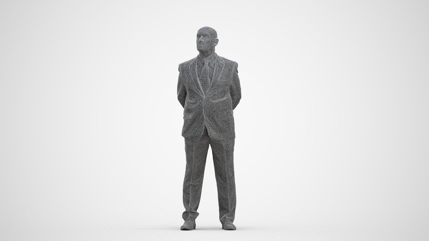3D people model senior man business mix, scanned human for 3ds Max rendering, three-quarter front view render