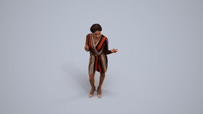 3D human model woman casual standing, photogrammetry scanned person for archviz, back view render