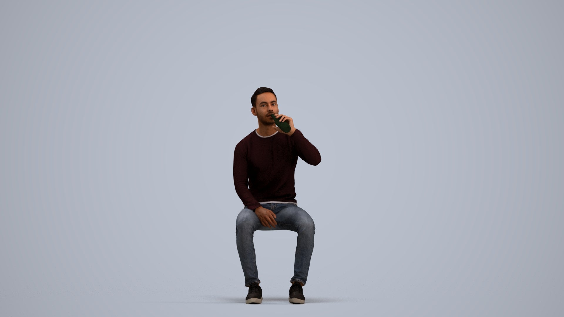 realistic 3D man casual sitting, scanned archviz people for Blender and 3ds Max, standing pose render